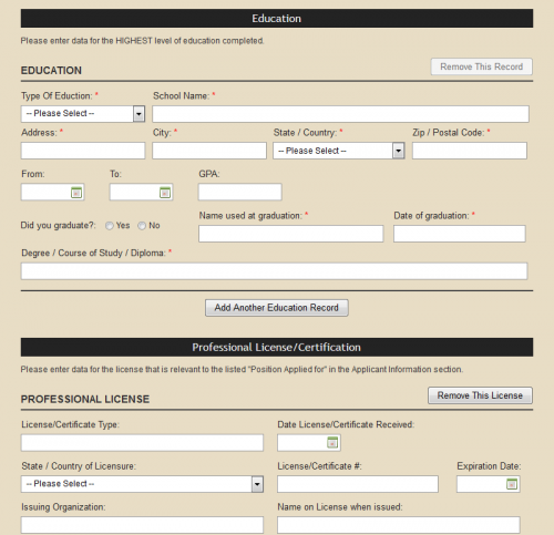 online application form